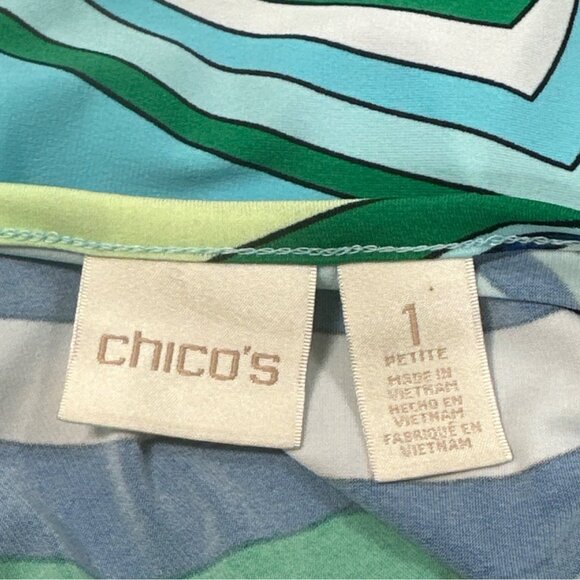 Chicos Womens 1P (M) Petite Abstract Floral Mini Dress Tropical Vacation Boho - Picture 4 of 8